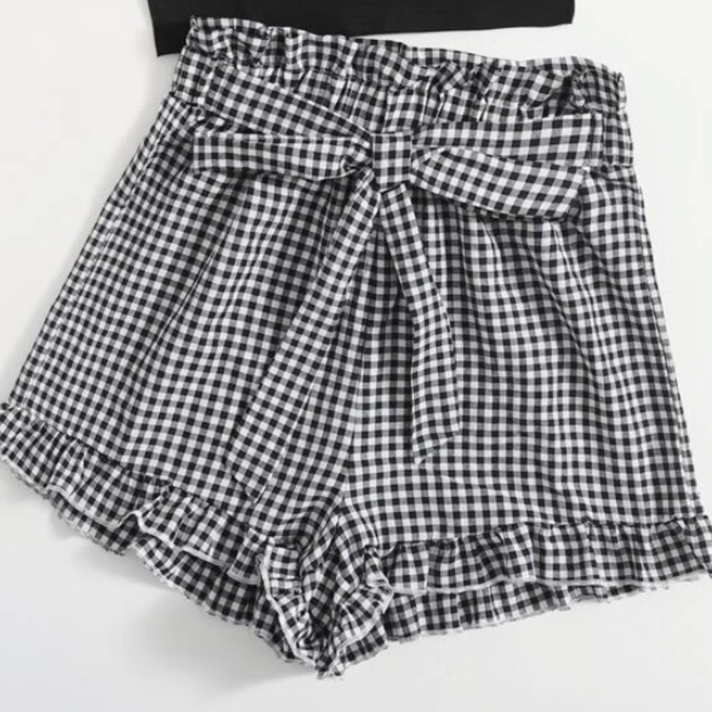 Gingham Belted Shorts